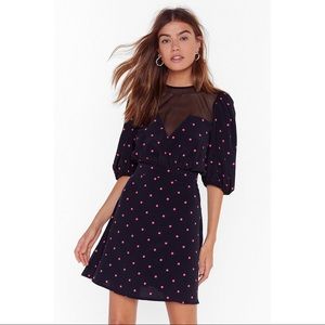 Nasty Gal Dot Mesh Puff Sleeve Mini Dress